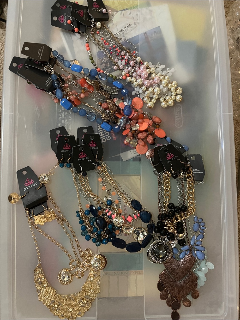 Paparazzi Coral, Gold Mixed colors 22 Necklace Assortments with earrings